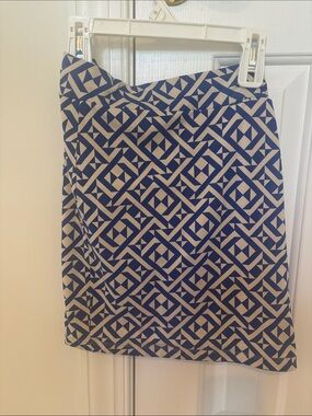 Forever 21 Blue and Cream Geometric Pencil Skirt